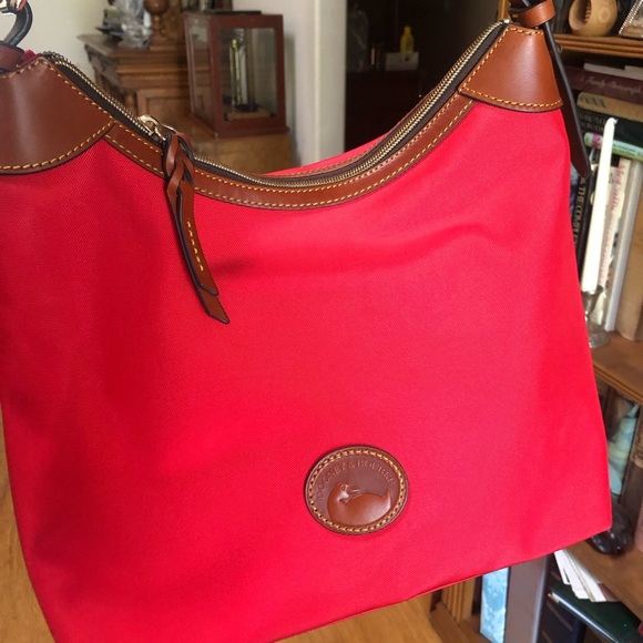 Dooney & Bourke Red Canvas Hobo Shoulder Bag - Picture 14 of 15